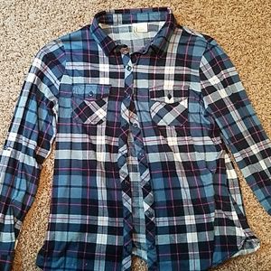 2 blue flannels $18 Obo
